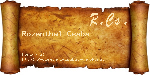 Rozenthal Csaba névjegykártya